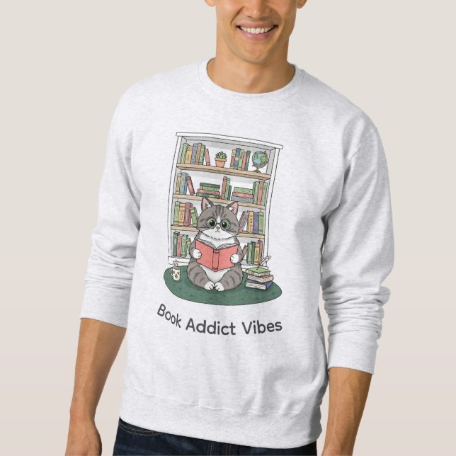 Sudadera Gafas de Gatito Caprichoso Amante de Libros Estant (Anverso)