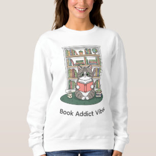 Sudadera Gafas de gatito lindo Estantería de libros Amante 