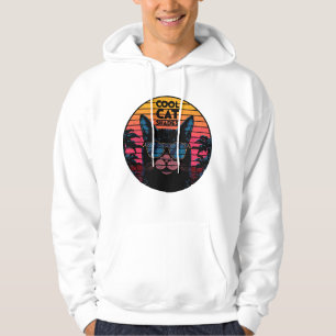 Sudadera Gafas de Gato Genial Arte de Atardecer Synthwave V