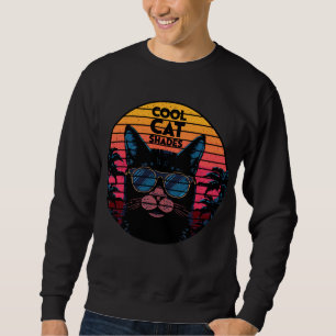 Sudadera Gafas de gato genial Arte de puesta de sol de synt