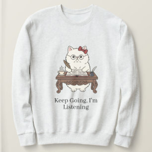 Sudadera Gafas de gato lindo tomador de notas Diseño de laz