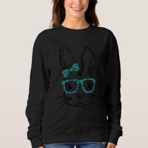 Sudadera Gafas de leche de búfalo verde lindo conejo cara f