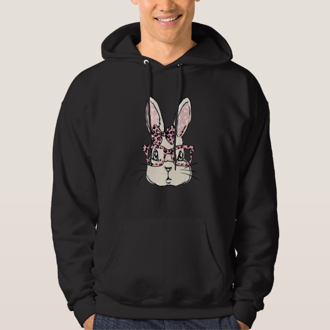 Sudadera Gafas de leopardo rosado de caramelo lindo conejit (Anverso)