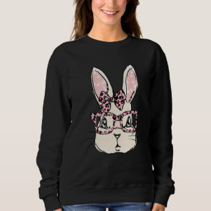 Sudadera Gafas de leopardo rosado de caramelo lindo conejit