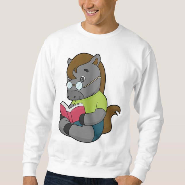 Sudadera Gafas de libro de caballos Nerd (Anverso)