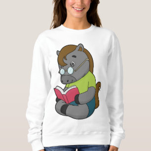 Sudadera Gafas de libro de caballos Nerd