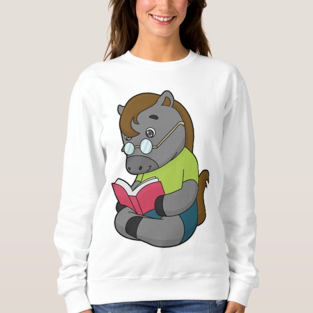 Sudadera Gafas de libro de caballos Nerd (Anverso)