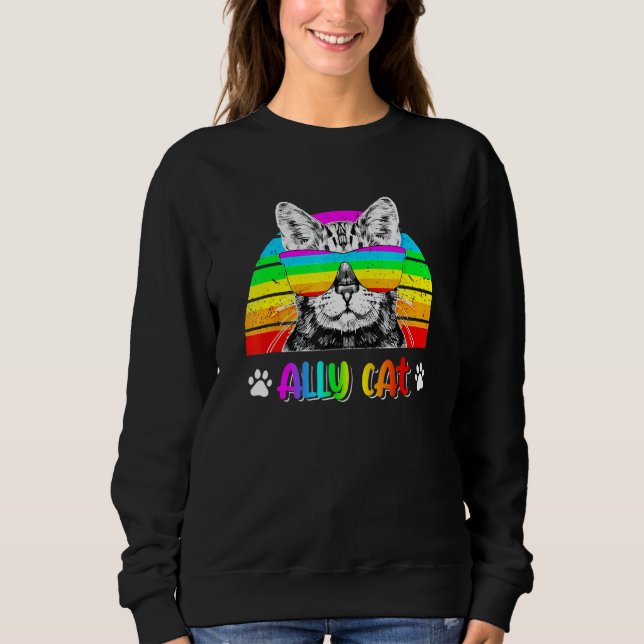 Sudadera Gafas de sol arcoiris de Ally Cat Gato de Orgullo  (Anverso)