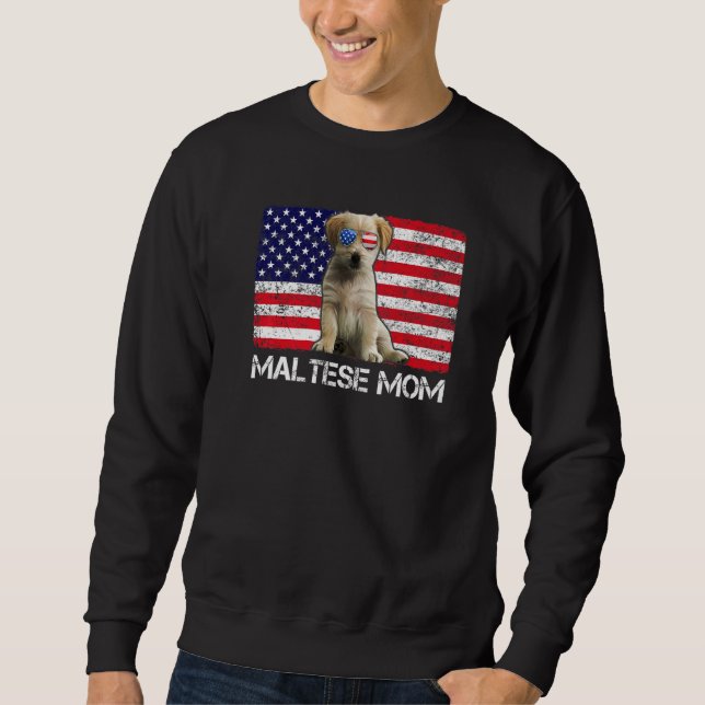 Sudadera Gafas de sol Bandera de mamá maltesa norteamerican (Anverso)