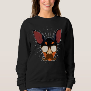 Sudadera Gafas de sol Bigote Min Pin Perro Min Pinscher