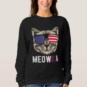 Sudadera Gafas De Sol Cat 4 De Julio Meowica Merica Usa Ame