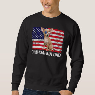 Sudadera Gafas de sol Chihuahua Papá Bandera Estadounidense