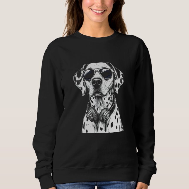 Sudadera Gafas de sol dálmatas y audífonos musicales, pandi (Anverso)