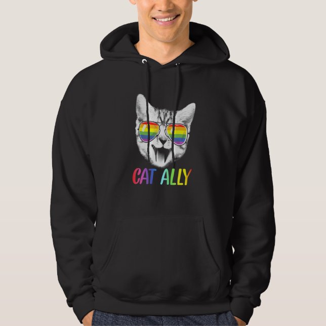 Sudadera Gafas de sol de arcoiris de la Ally del gato Gay P (Anverso)