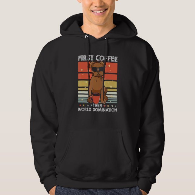 Sudadera Gafas de sol de café de perro Pug Retro Raza Pugs  (Anverso)