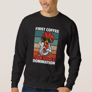 Sudadera Gafas de sol de café de pollo retro Huevos Granja