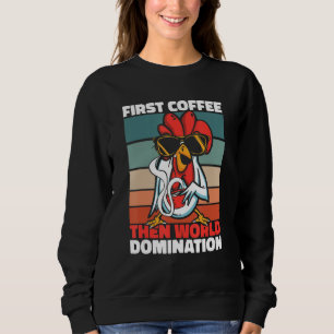 Sudadera Gafas de sol de café de pollo retro huevos granja