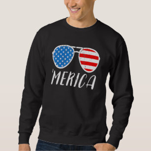 Sudadera Gafas de sol de Merica 4 de julio Bandera estadoun