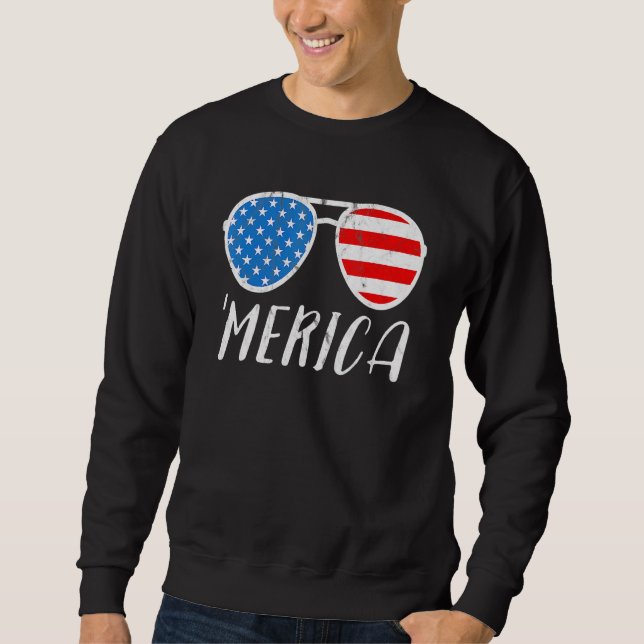 Sudadera Gafas de sol de Merica 4 de julio Bandera estadoun (Anverso)