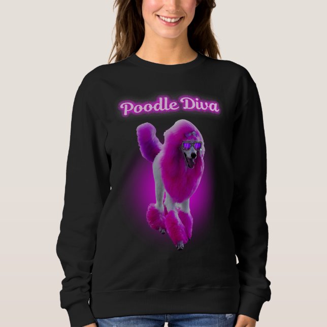 Sudadera Gafas de sol de pelo rosado Poodle Diva (Anverso)