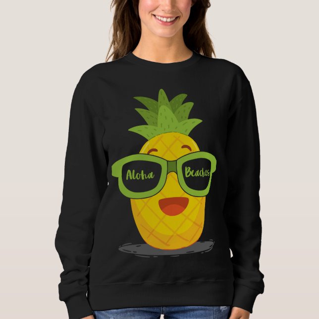 Sudadera Gafas de sol de piña Fruta Aloha Bebidas Hawaii - (Anverso)