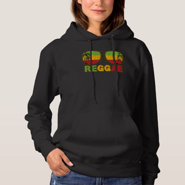 Sudadera Gafas de sol de reggae Rastafari Rasta Jamaica Reg (Anverso)