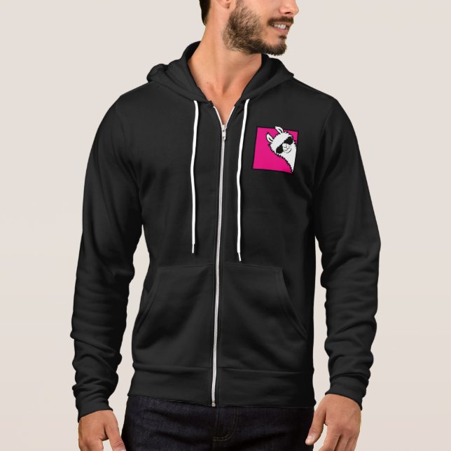 Sudadera Gafas de sol Llama Cool Rosa Espiando Cuadrado Ani (Anverso)
