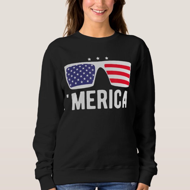 Sudadera Gafas De Sol Merica 4 De Julio Niños Bandera Ameri (Anverso)