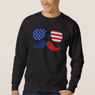 Sudadera Gafas De Sol Mustache Bandera Estadounidense 4 De