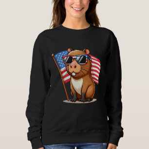 Sudadera Gafas de sol patrióticas de capibara Cool Bandera 