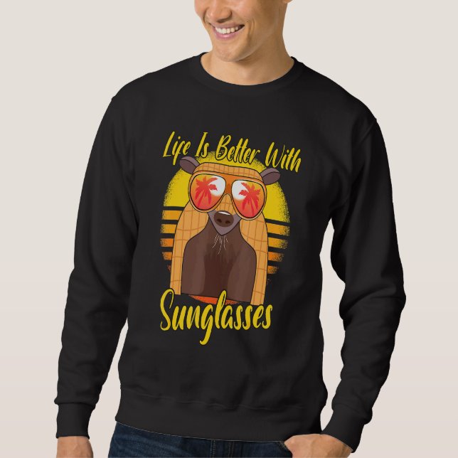 Sudadera Gafas de sol Retro Sunset Beach Vacaciones Armadil (Anverso)