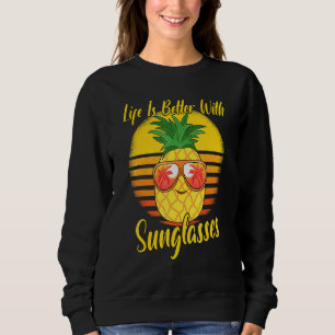 Sudadera Gafas de sol Retro Sunset Beach Vacaciones Pineapp