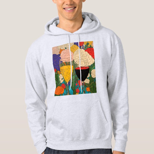 Sudadera Gafas de vino de celebración floral - Saludos a lo (Anverso)