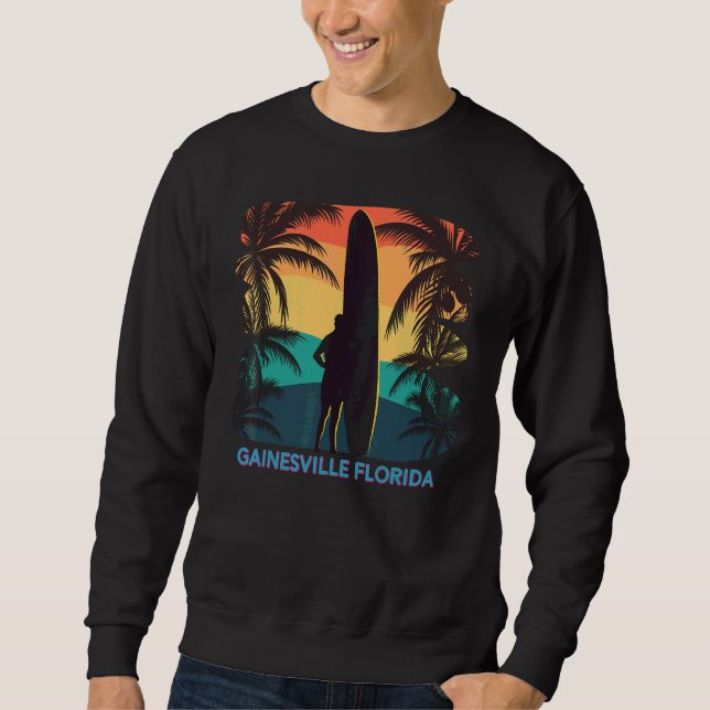 Sudadera Gainesville Florida Palm Tree Surfboard Sur (Anverso)