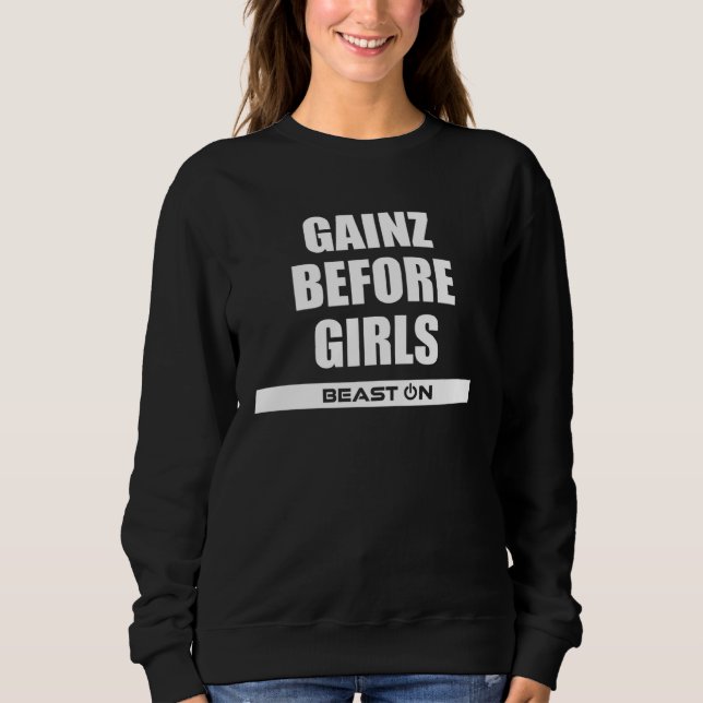 Sudadera Gains before Girls Fitness Gym Bodybuilding Motiva (Anverso)