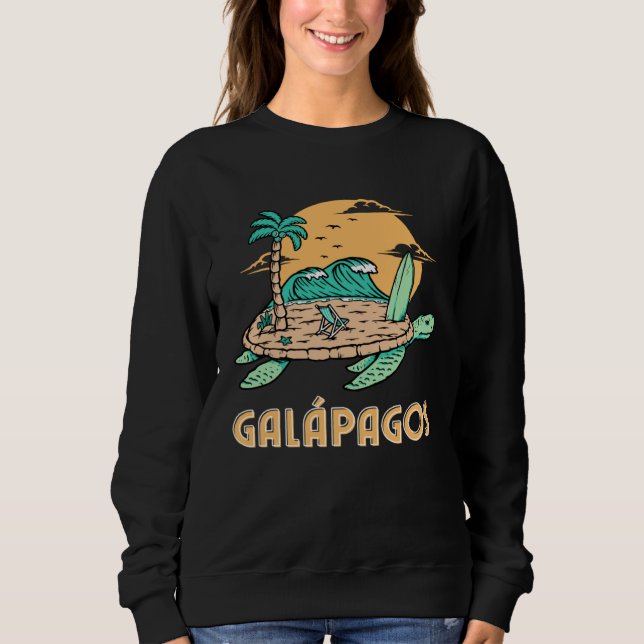 Sudadera Galapagos Islands Sea Turtle Surfing Beach (Anverso)