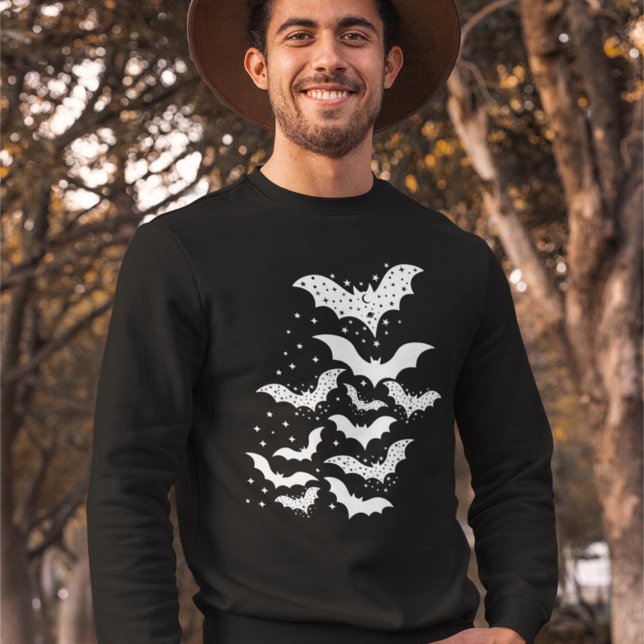 Sudadera Galaxia de Halloween Volando murciélagos blancos y (Subido por el creador)