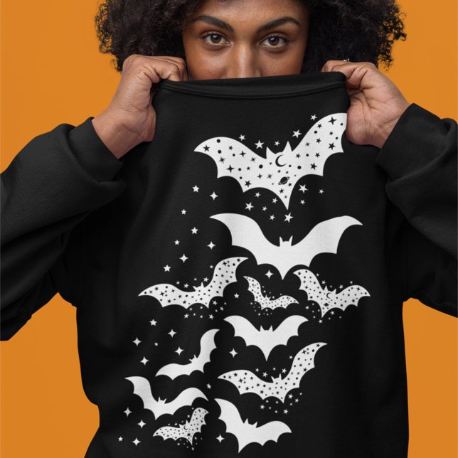 Sudadera Galaxia de Halloween Volando murciélagos blancos y (Subido por el creador)