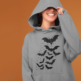 Sudadera Galaxia de Halloween Volando murciélagos y estrell