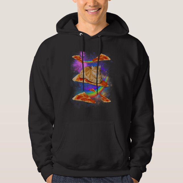 Sudadera Galaxy Cat In Space Cat Riding Pizza (Anverso)
