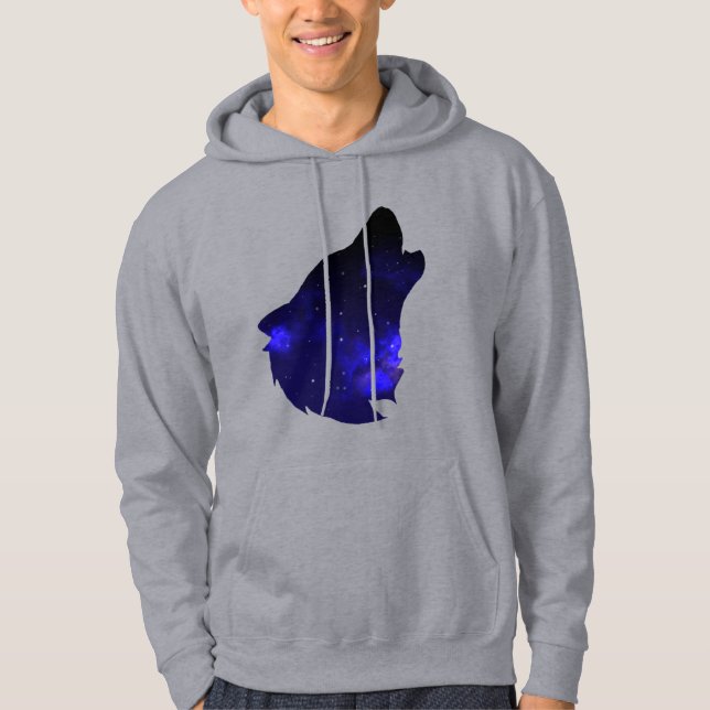 Sudadera Galaxy Howling Wolf Silhouette Night Sky con Star (Anverso)
