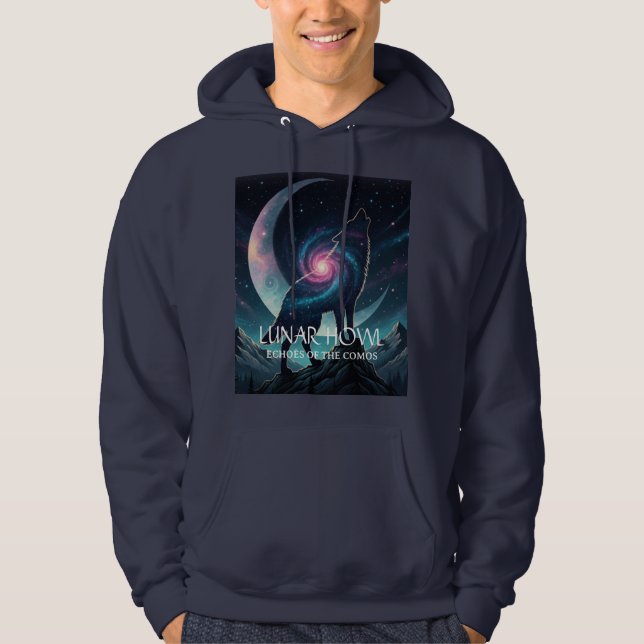 Sudadera Galaxy Wolf Silhouette with Mystical Nebula Moon (Anverso)