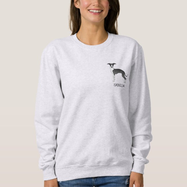 Sudadera Galgo Italiano Blanco Y Negro Con Texto Personaliz (Anverso)