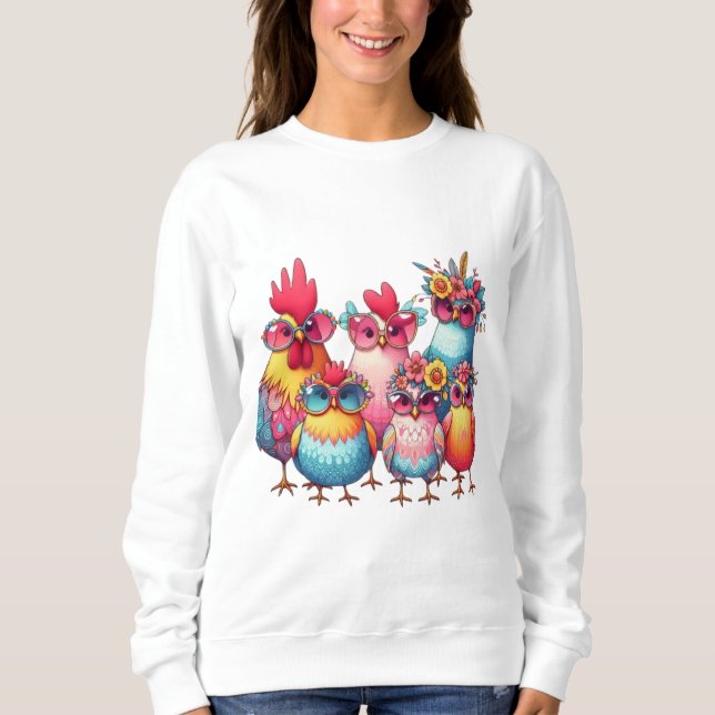 Sudadera Gallinas geniales con vidrio - camiseta femenina (Anverso)