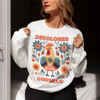 Sudadera Gallo Cursillo DeColores Arte Folclórico Floral Na