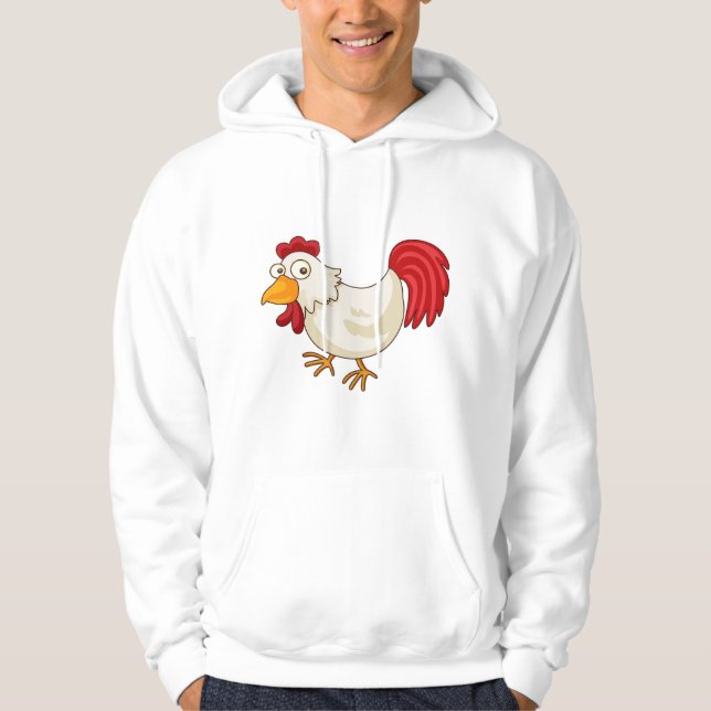 Sudadera Gallo de Dibujos Animados Pollo Blanco (Anverso)