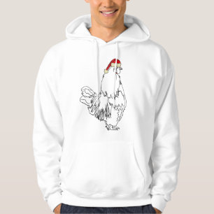 Sudadera Gallo Divertido Festivo con Gorro de Navidad Humor