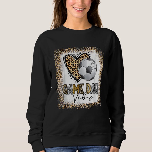 Sudadera Game Day Vibes America Soccer Mom Women Leopard Bl (Anverso)