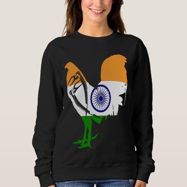 Sudadera Game fowl India Indian flag gaff rooster Gamefowl (Anverso)