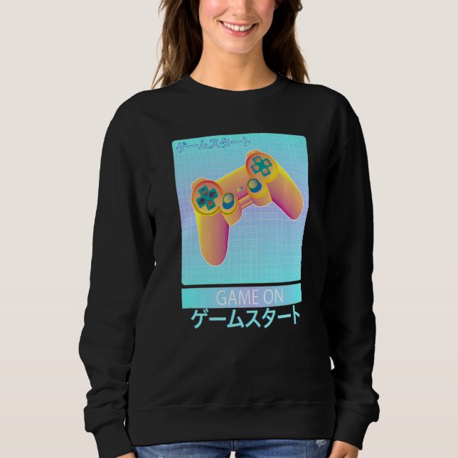 Sudadera Game On Video Game Controller Retro Vaporwave Japo (Anverso)